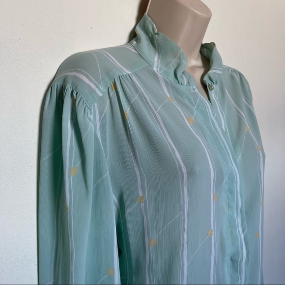 Vintage Secretary Geek Style Botton Down Blouse 14 (binWWW) - Picture 4 of 7
